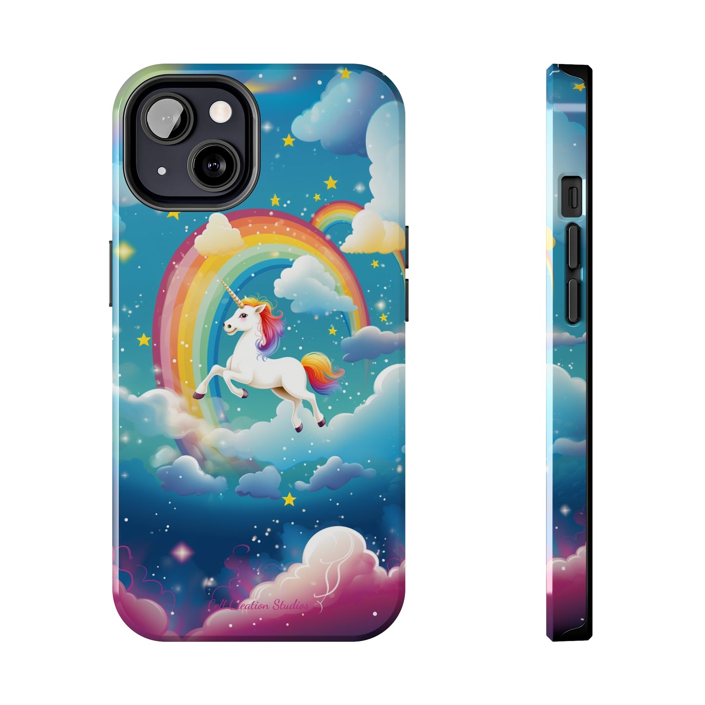 Introducing the "Rainbow Soar" Cell Phone Case – Embark on a Whimsical Journey with a Flying Unicorn -Tough Phone Cases