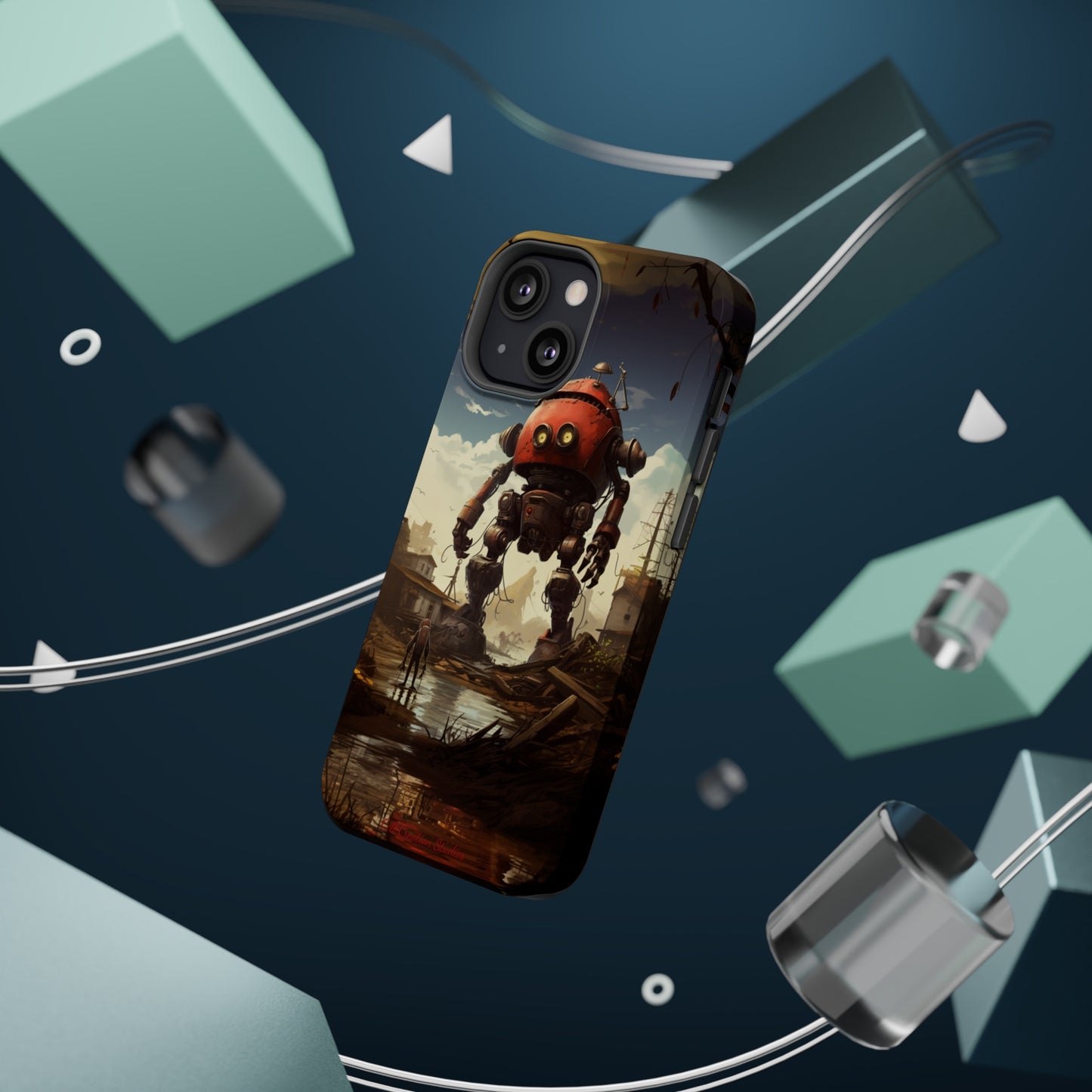 Introducing the "Urban Encounter" Cell Phone Case – Witness the Epic Convergence of Man and Giant Robot -MagSafe Tough Cases