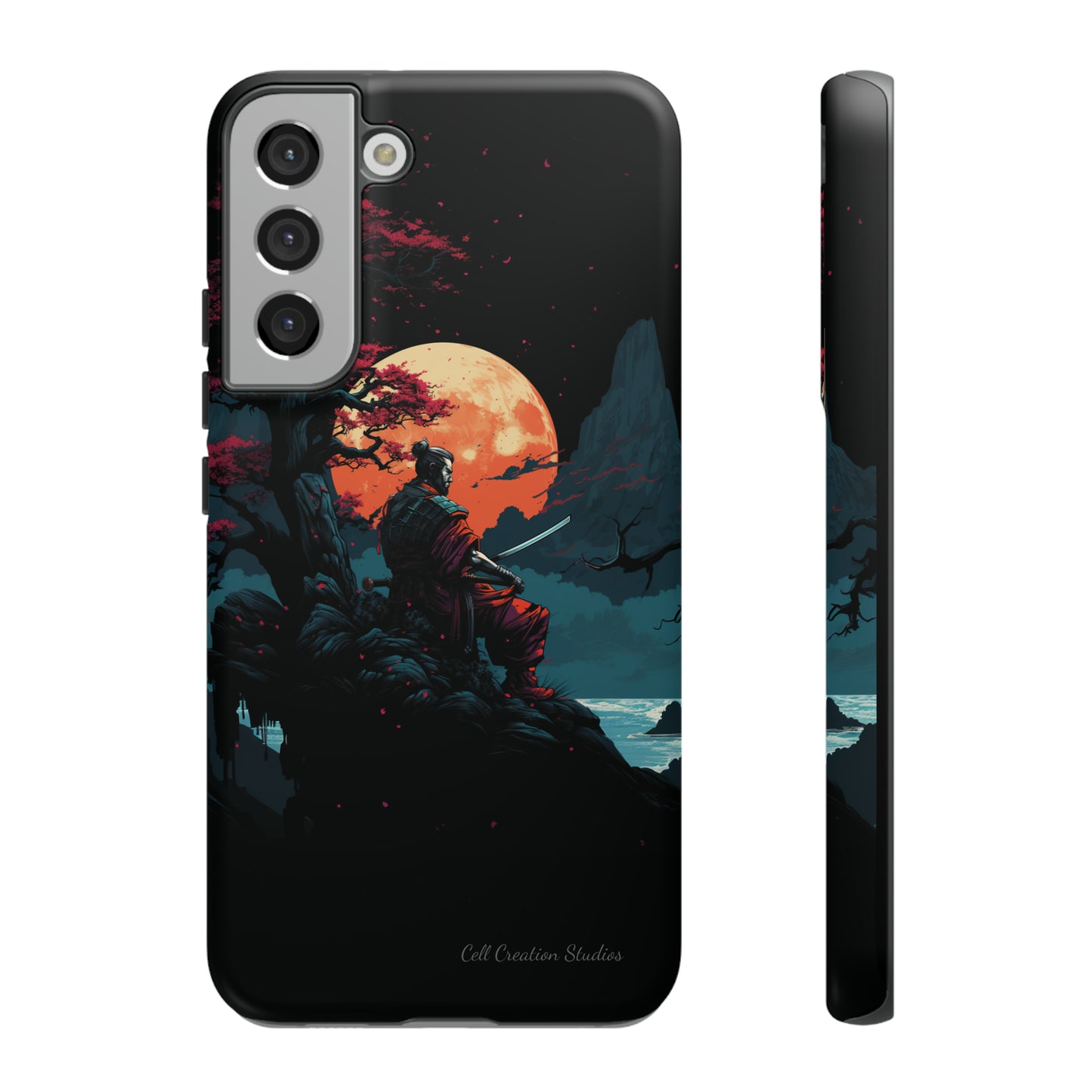 Introducing the "Moonlit Samurai Serenity" Cell Phone Case – Embrace Elegance and Strength -Tough Cases