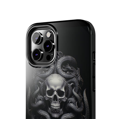 Introducing the "Monochrome Skull and Snakes" Cell Phone Case – A Bold Statement -Tough Phone Cases