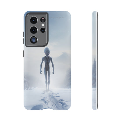 Introducing the "Frosty Extraterrestrial" Cell Phone Case – Embrace Alien Intrigue Amidst the Snowscape -Tough Cases