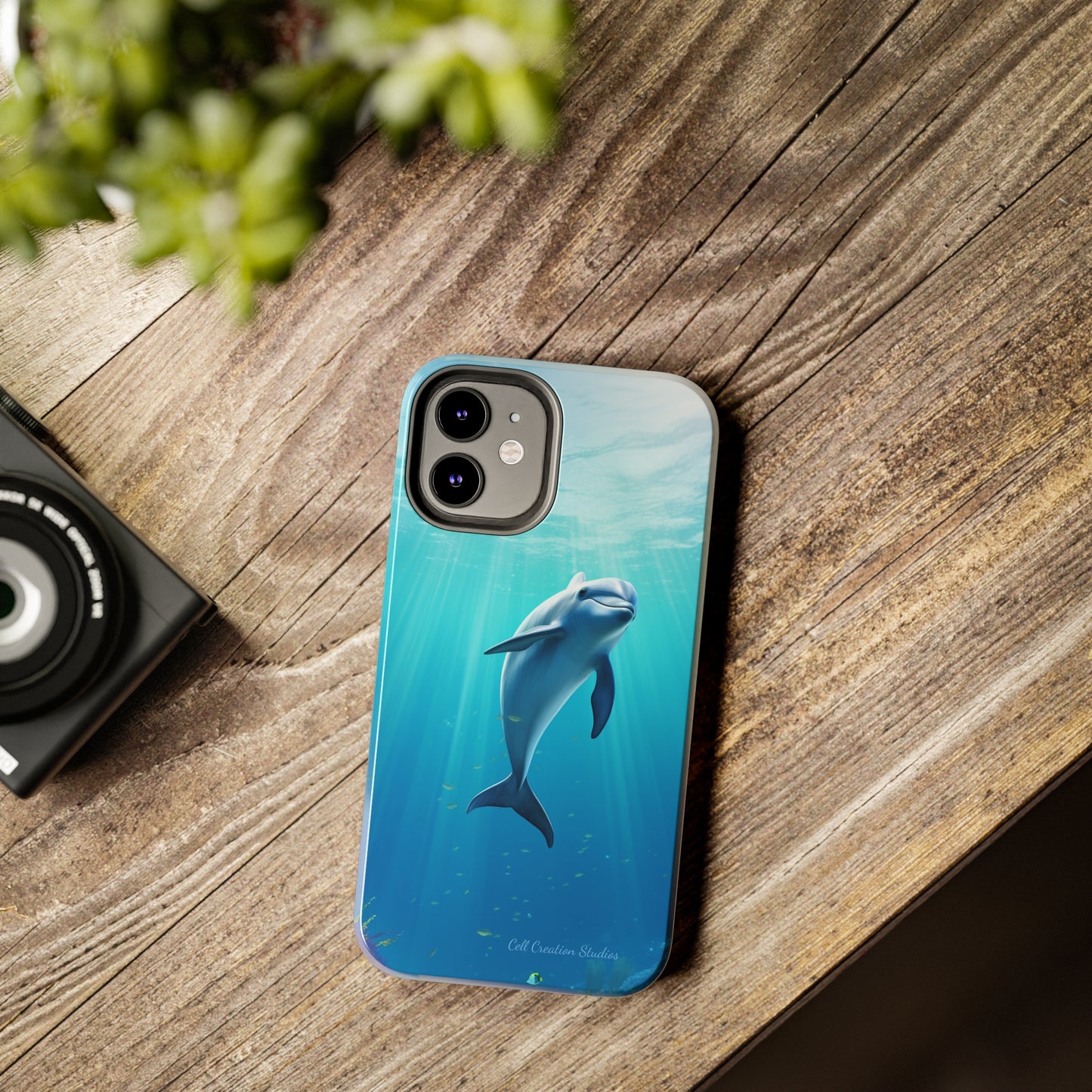 Introducing the "Dolphin Serenity" Cell Phone Case – Dive into Tranquility with a Graceful Dolphin -Tough Phone Cases