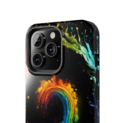 "Vibrant Swirls Painted on Black" Cell Phone Case -Tough Phone Cases