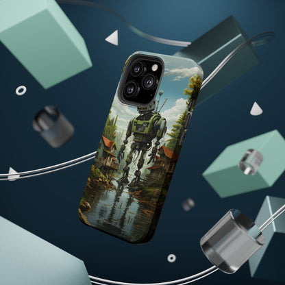 Introducing the "Robo-Rescue" Cell Phone Case – Witness a Heartwarming Scene of Robot Seeking Assistance -MagSafe Tough Cases