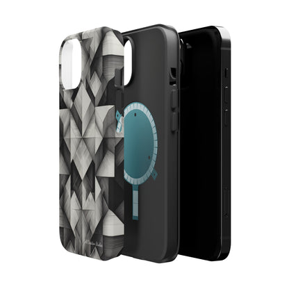 The "Black and White Geometric Pattern" Cell Phone Case- Elevate Your Phone's Style -MagSafe Tough Cases