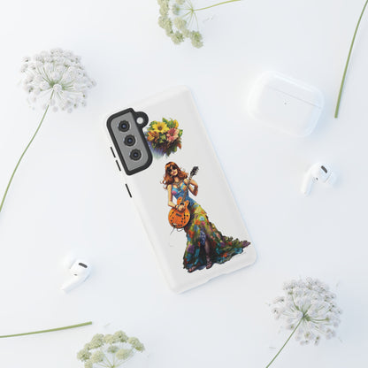 Introducing the "Hippie Chick Groove" Cell Phone Case – Retro Vibes and Musical Delight -Tough Cases