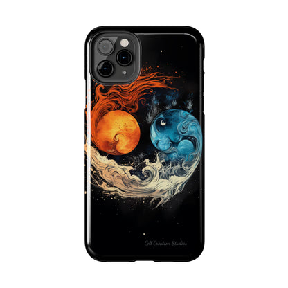 "Harmony in Contrast: Orange and Blue Yin and Yang Phone Case" -Tough Phone Cases