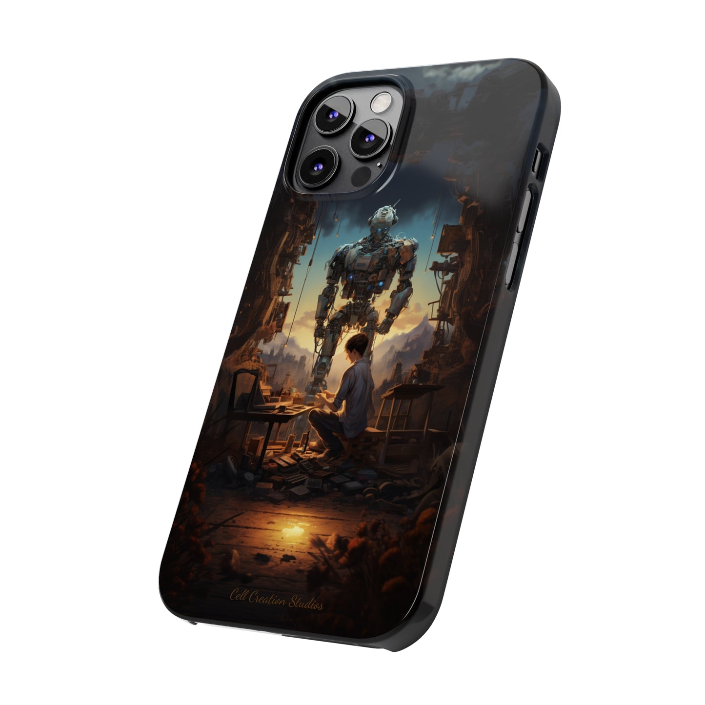 Introducing the "Mechanical Bond" Cell Phone Case – Witness a Captivating Moment of Giant Robot and Boy -Slim Phone Cases