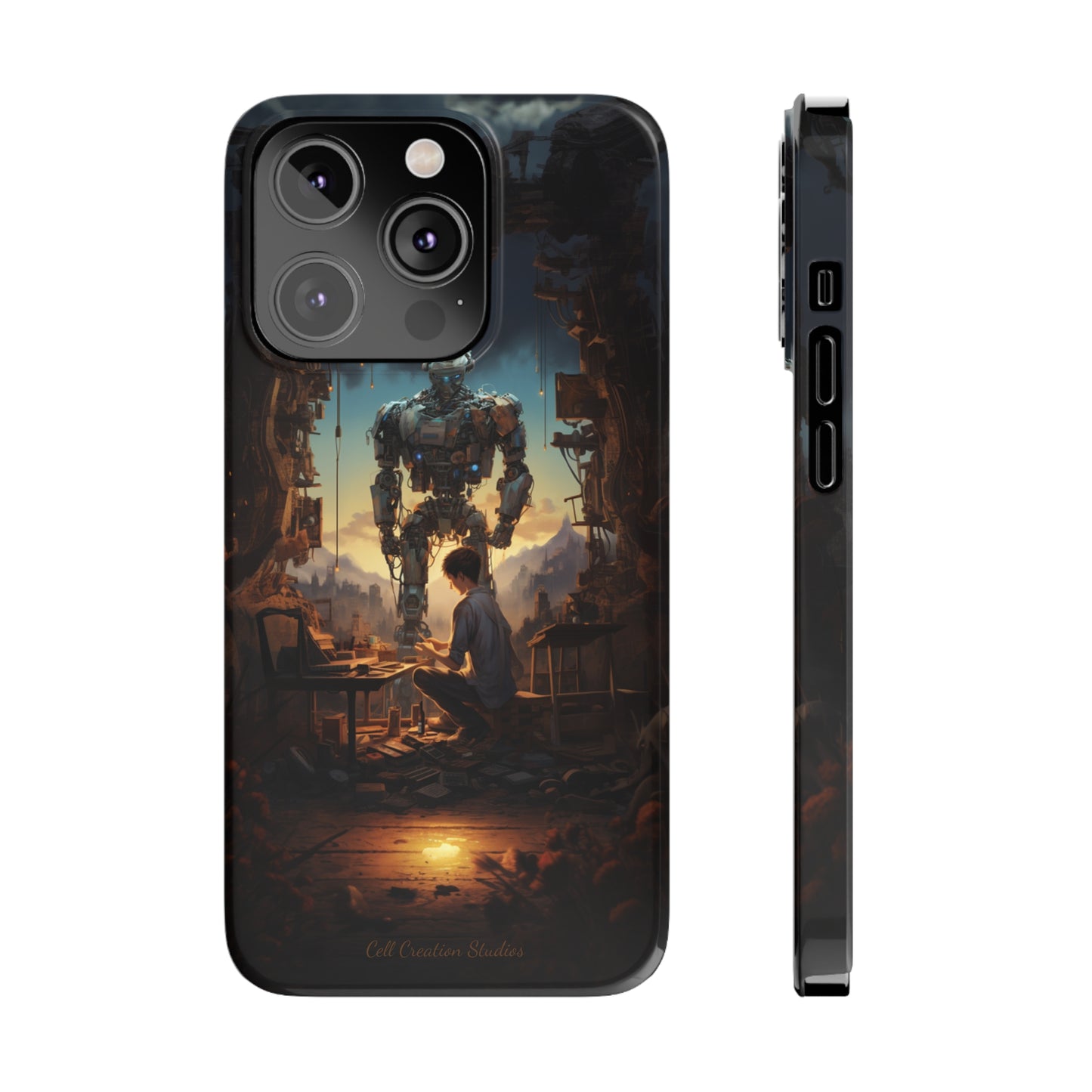 Introducing the "Mechanical Bond" Cell Phone Case – Witness a Captivating Moment of Giant Robot and Boy -Slim Phone Cases