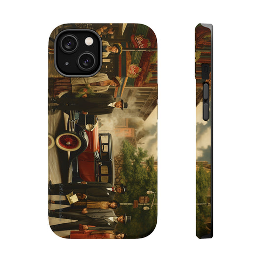 Introducing the "1920s Americana Revival" Cell Phone Case – Step into Nostalgic Elegance with a Vintage Street Scene! -MagSafe Tough Cases