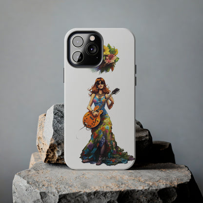 Introducing the "Hippie Chick Groove" Cell Phone Case – Retro Vibes and Musical Delight -Tough Phone Cases