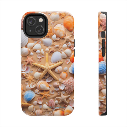 "Seaside Serenity Phone Case: Starfish and Seashells" -Tough Phone Cases