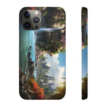 Introducing the "Nature's Cascade" Cell Phone Case – Capture Majestic Beauty with Rock Cliffs and Waterfall! -Snap Cases