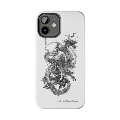 "Samurai and Dragon Sketch" -Tough iPhone Cases