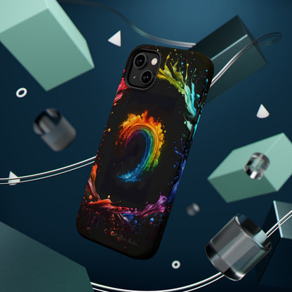 "Vibrant Swirls Painted on Black" Cell Phone Case -MagSafe Tough Cases