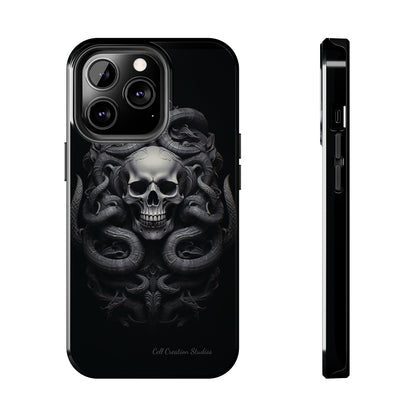 Introducing the "Monochrome Skull and Snakes" Cell Phone Case – A Bold Statement -Tough Phone Cases