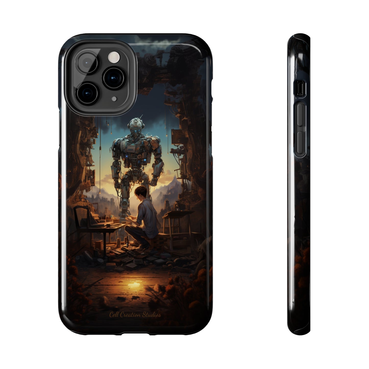 Introducing the "Mechanical Bond" Cell Phone Case – Witness a Captivating Moment of Giant Robot and Boy -Tough Phone Cases