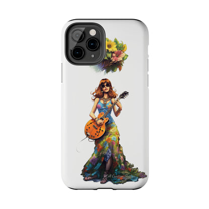 Introducing the "Hippie Chick Groove" Cell Phone Case – Retro Vibes and Musical Delight -Tough Phone Cases