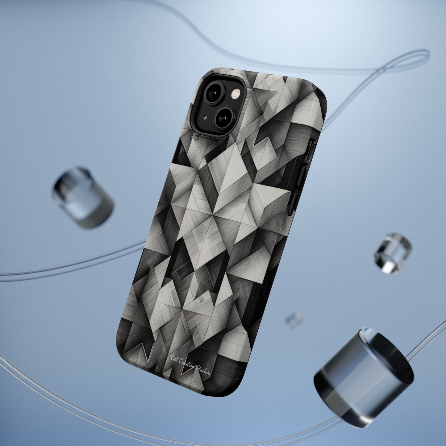 The "Black and White Geometric Pattern" Cell Phone Case- Elevate Your Phone's Style -MagSafe Tough Cases