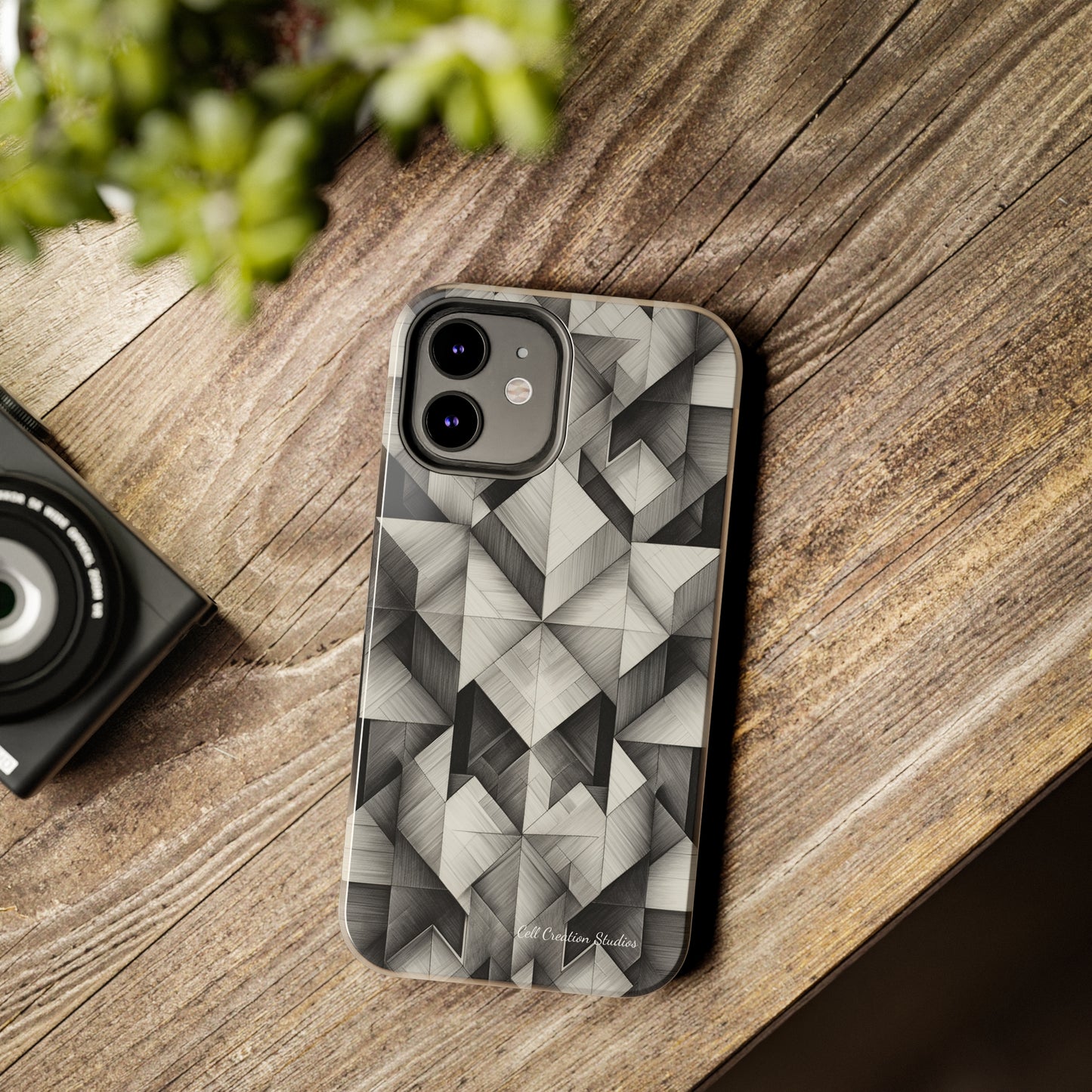 The "Black and White Geometric Pattern" Cell Phone Case- Elevate Your Phone's Style-Tough Phone Cases