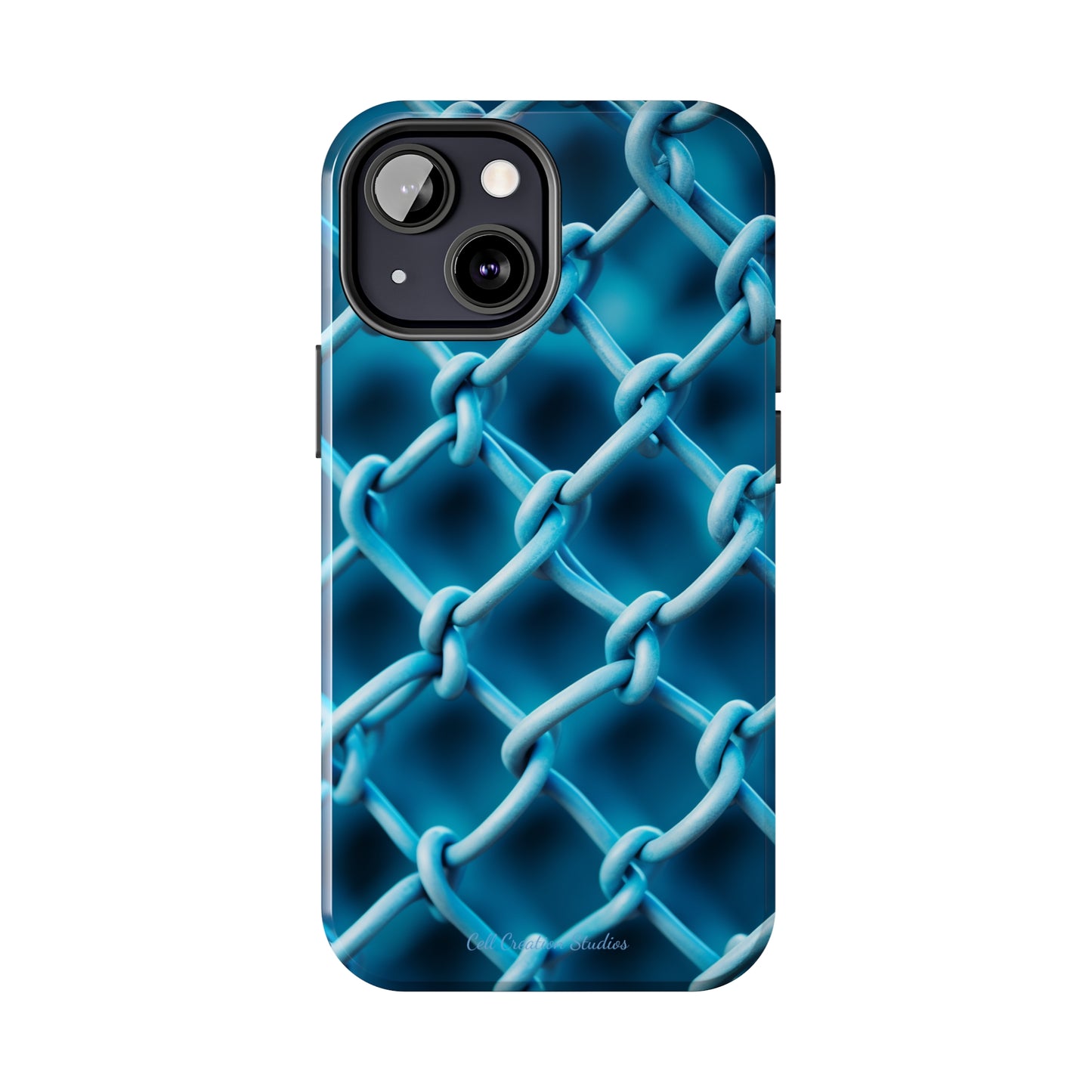 Introducing the "Elegant Chainlink" Cell Phone Case – Embrace Contemporary Style with Blue Chain Link Design -Tough Phone Cases