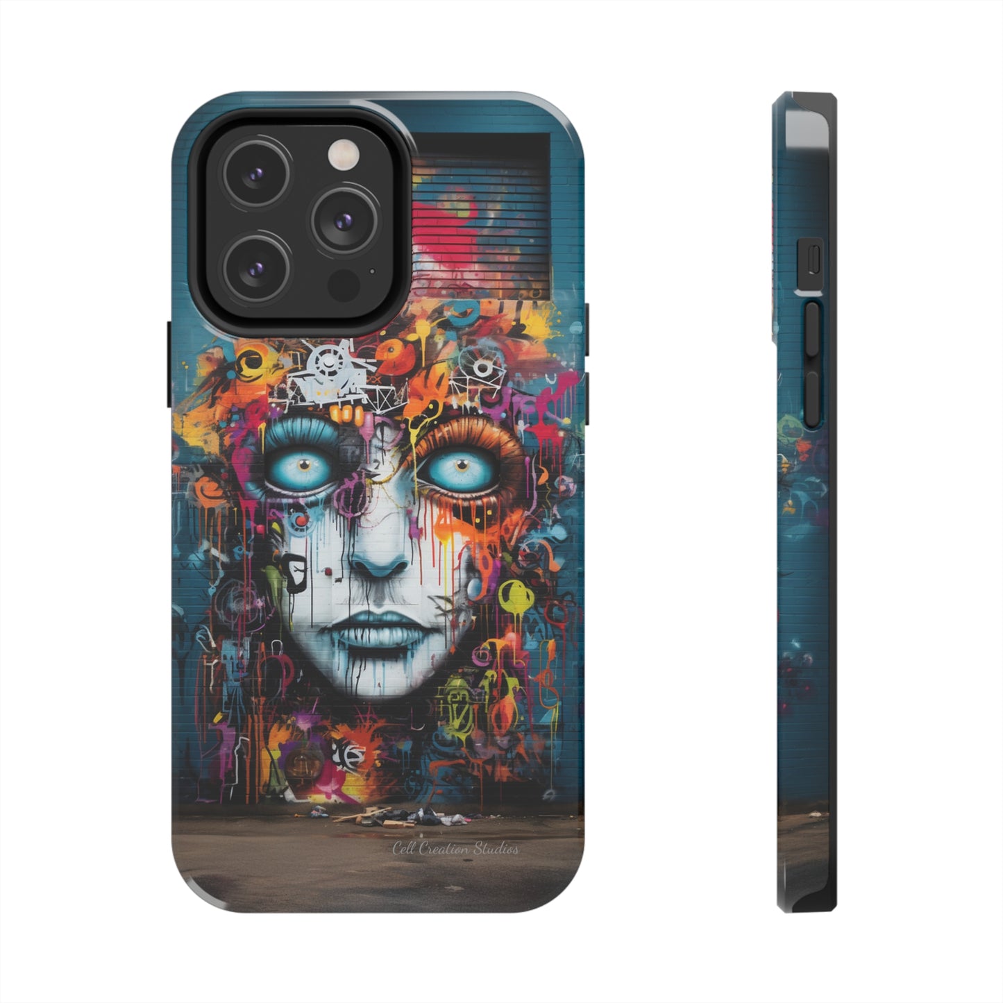 Elevate Your Style with our "Graffiti Face Concrete Wall" Phone Case -Tough Phone Cases