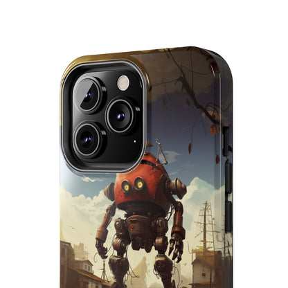 Introducing the "Urban Encounter" Cell Phone Case – Witness the Epic Convergence of Man and Giant Robot -Tough Phone Cases