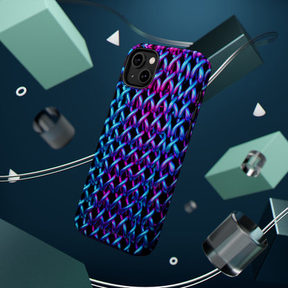 Introducing the "Neon Chainlink Glow" Cell Phone Case – Illuminate Your Style with Vibrant Chain Pattern Design -MagSafe Tough Cases