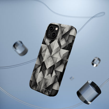 The "Black and White Geometric Pattern" Cell Phone Case- Elevate Your Phone's Style -MagSafe Tough Cases