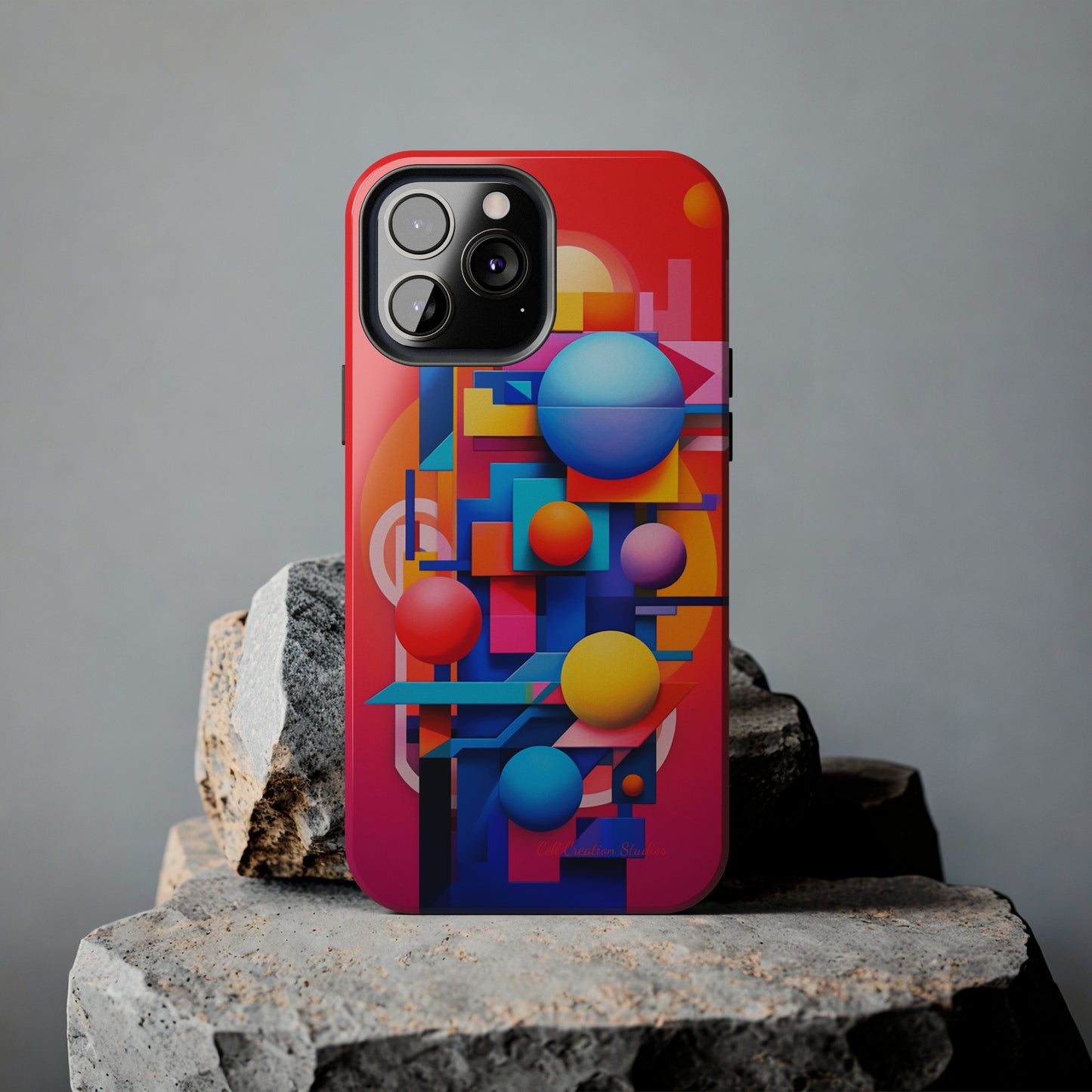 The "Geometric Red Background" Cell Phone Case- Upgrade Your Phone's Aesthetics -Tough Phone Cases