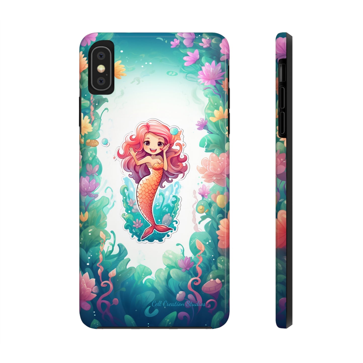 "Pink Seaflower Mermaid" -Tough iPhone Cases