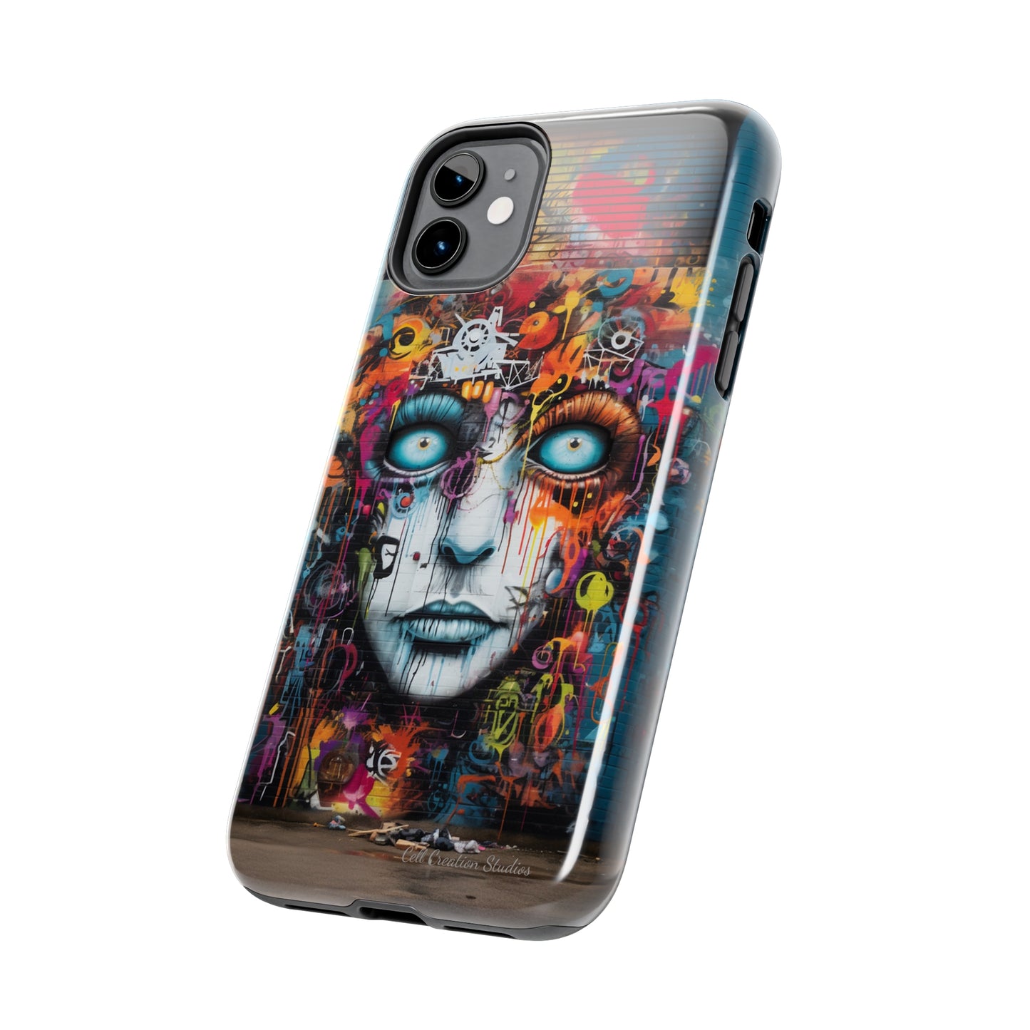 Elevate Your Style with our "Graffiti Face Concrete Wall" Phone Case -Tough Phone Cases