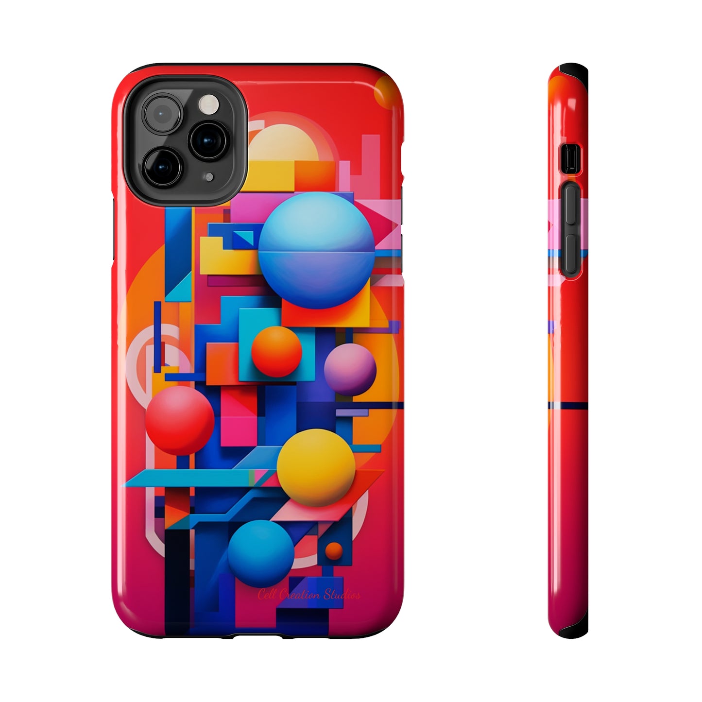 The "Geometric Red Background" Cell Phone Case- Upgrade Your Phone's Aesthetics -Tough Phone Cases