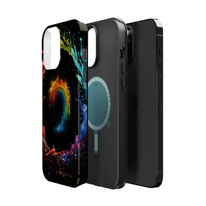 "Vibrant Swirls Painted on Black" Cell Phone Case -MagSafe Tough Cases