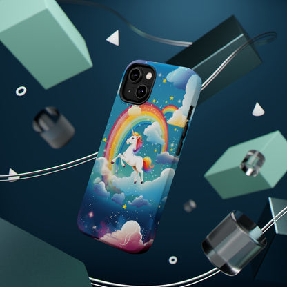 Introducing the "Rainbow Soar" Cell Phone Case – Embark on a Whimsical Journey with a Flying Unicorn -MagSafe Tough Cases