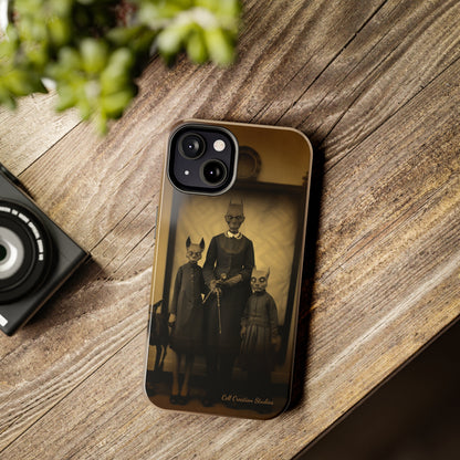 Introducing the "Vintage Odd Creatures" Cell Phone Case – Step into the Eerie Charm of a Haunting Family Portrait -Tough Phone Cases