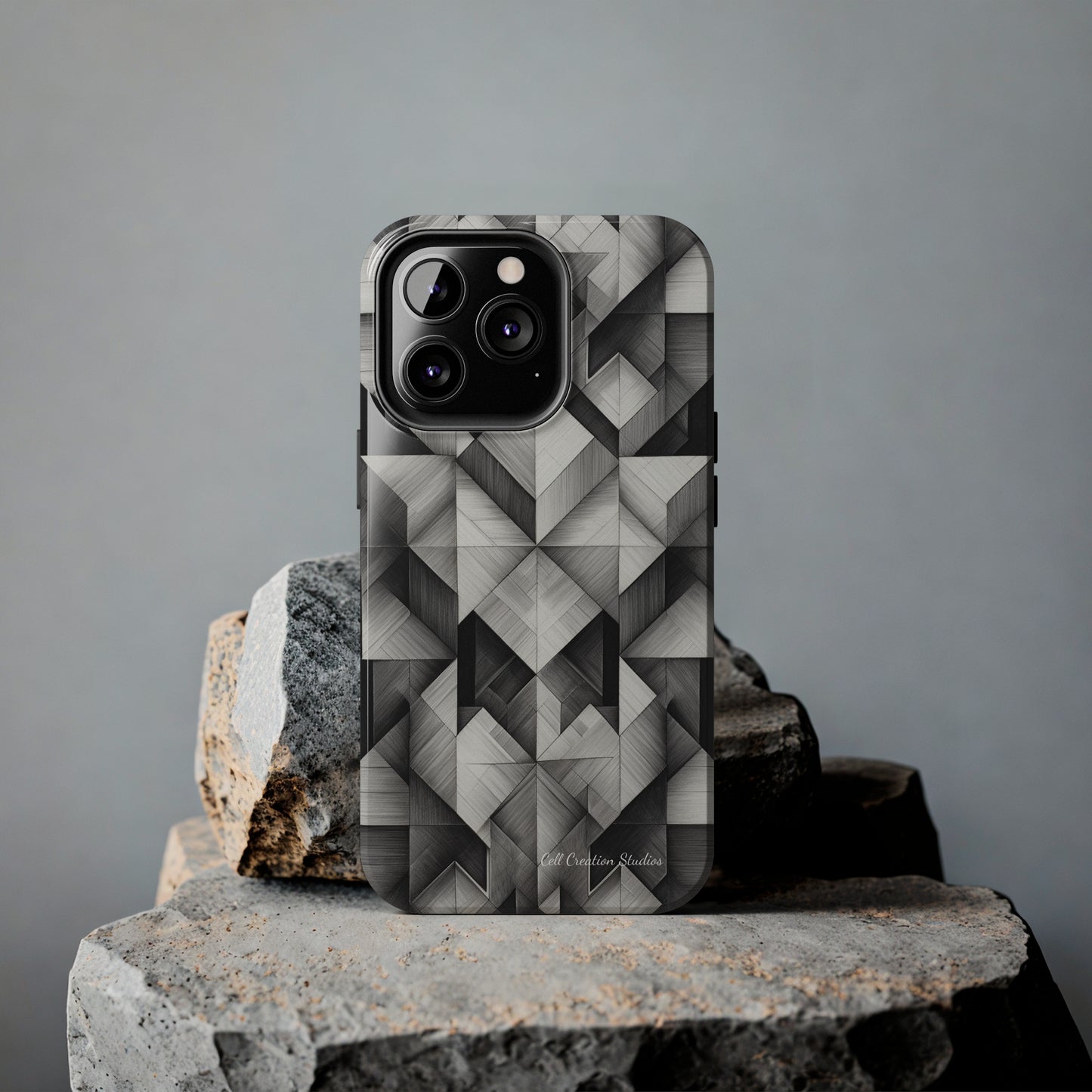 The "Black and White Geometric Pattern" Cell Phone Case- Elevate Your Phone's Style-Tough Phone Cases