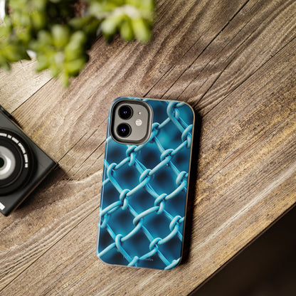 Introducing the "Elegant Chainlink" Cell Phone Case – Embrace Contemporary Style with Blue Chain Link Design -Tough Phone Cases