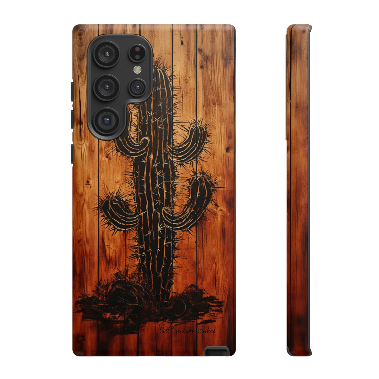 "Desert Vibes Cactus Burnt Wood Design" Phone Case -Tough Cases