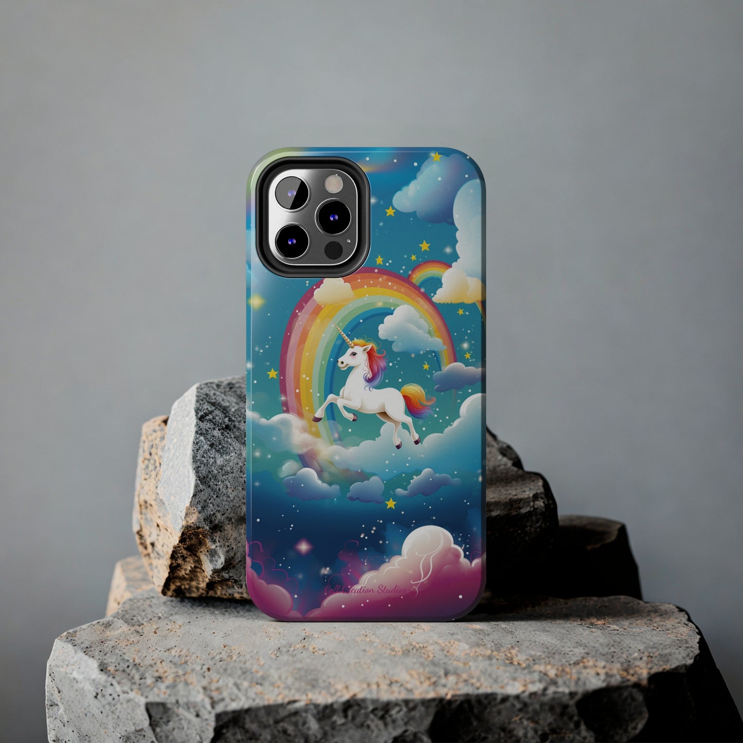 Introducing the "Rainbow Soar" Cell Phone Case – Embark on a Whimsical Journey with a Flying Unicorn -Tough Phone Cases