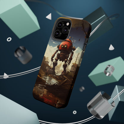 Introducing the "Urban Encounter" Cell Phone Case – Witness the Epic Convergence of Man and Giant Robot -MagSafe Tough Cases