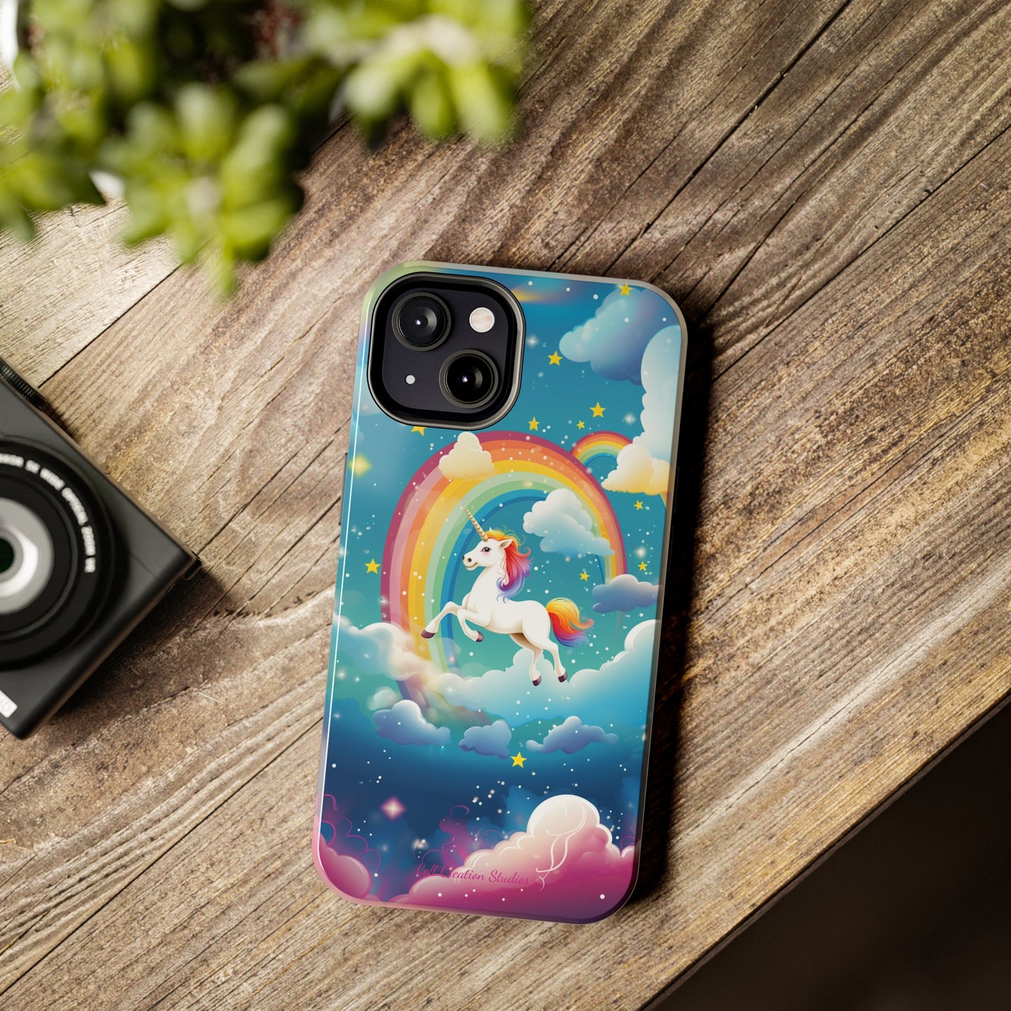 Introducing the "Rainbow Soar" Cell Phone Case – Embark on a Whimsical Journey with a Flying Unicorn -Tough Phone Cases