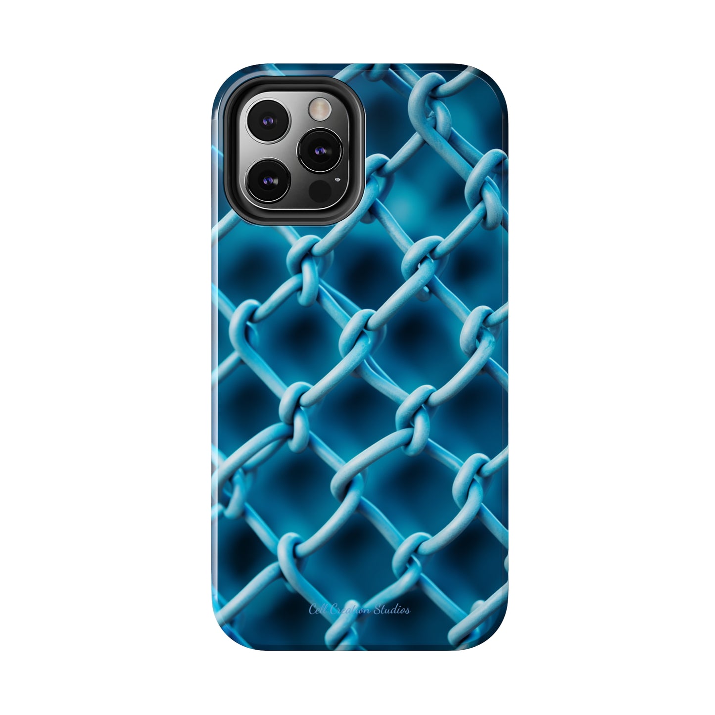 Introducing the "Elegant Chainlink" Cell Phone Case – Embrace Contemporary Style with Blue Chain Link Design -Tough Phone Cases