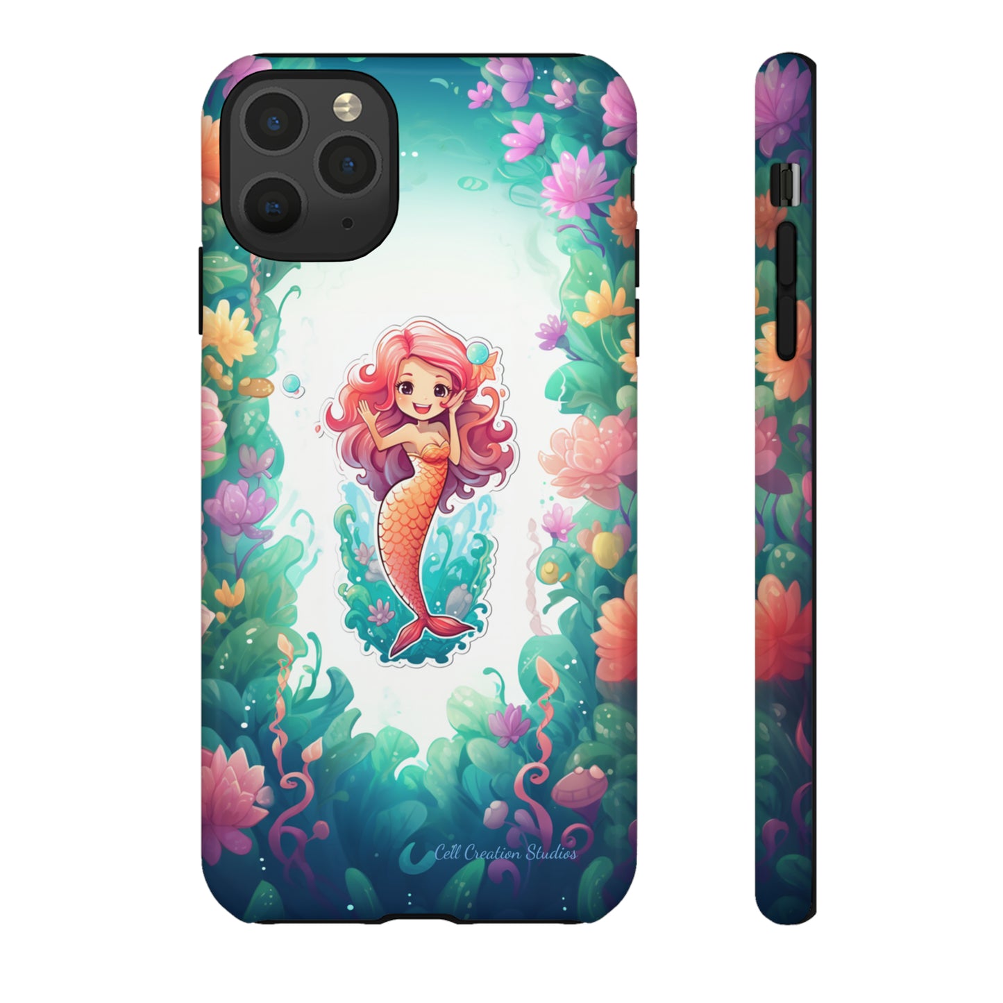 "Pink Seaflower Mermaid" -Tough iPhone Cases