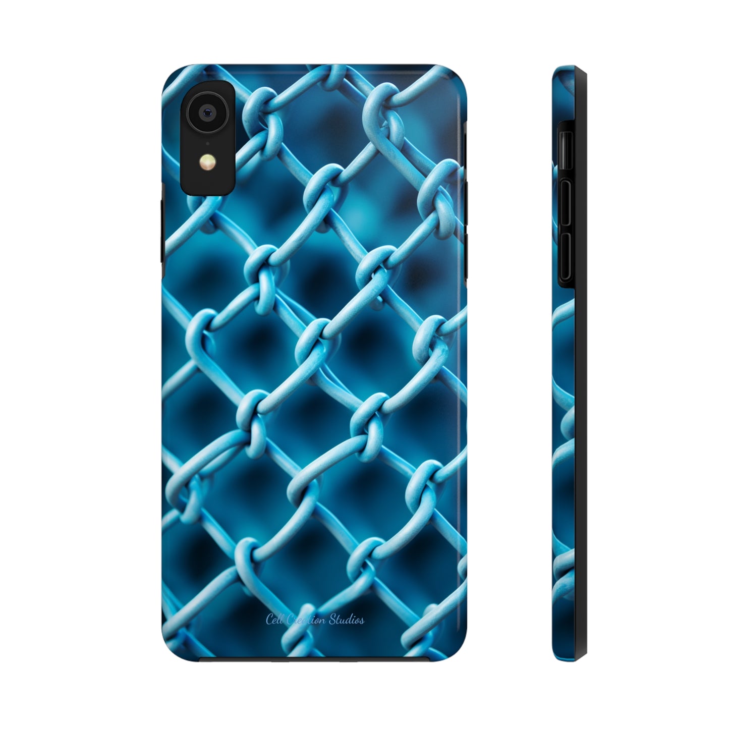 Introducing the "Elegant Chainlink" Cell Phone Case – Embrace Contemporary Style with Blue Chain Link Design -Tough Phone Cases