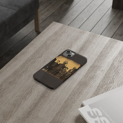 Introducing the "Vintage Odd Creatures" Cell Phone Case – Step into the Eerie Charm of a Haunting Family Portrait -Slim Phone Cases