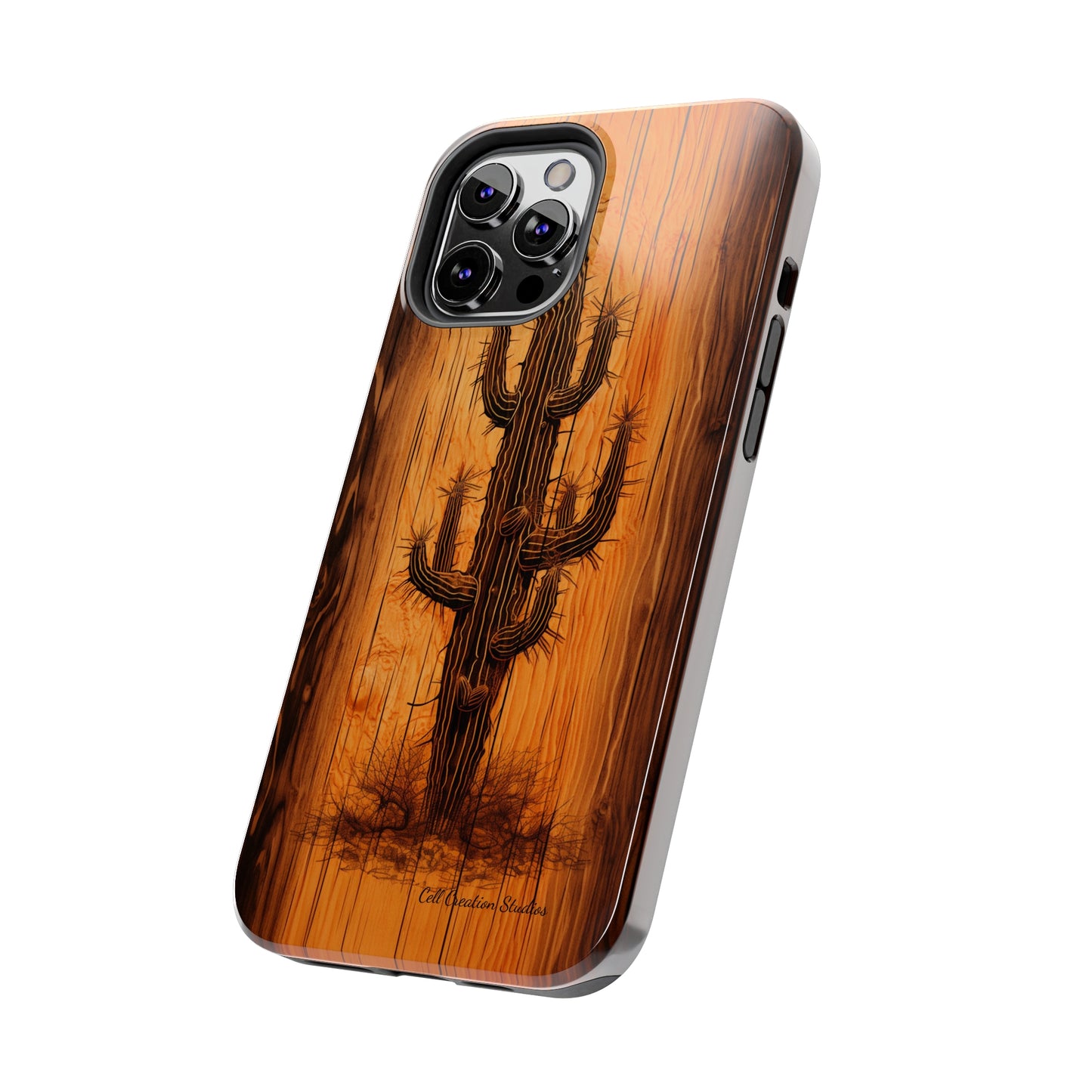 "Cactus Burnt Wood" Phone Case -Tough Phone Cases