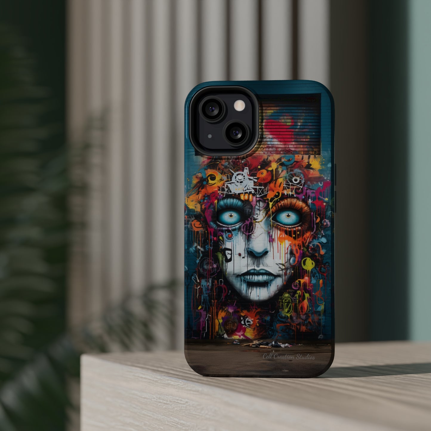 Elevate Your Style with our "Graffiti Face Concrete Wall" Phone Case -MagSafe Tough Cases