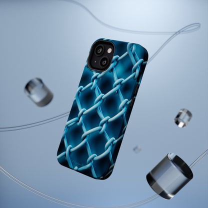 Introducing the "Elegant Chainlink" Cell Phone Case – Embrace Contemporary Style with Blue Chain Link Design -MagSafe Tough Cases