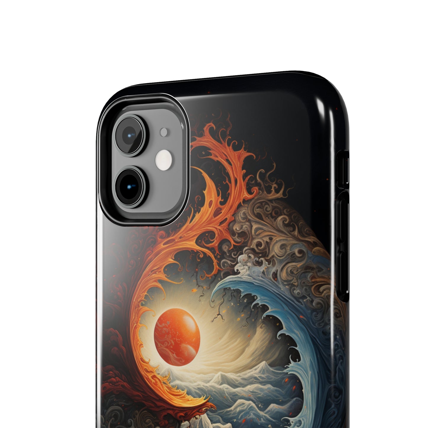 "Dual Elements Clash: Fire and Water Abstract" Phone Case -Tough Phone Cases